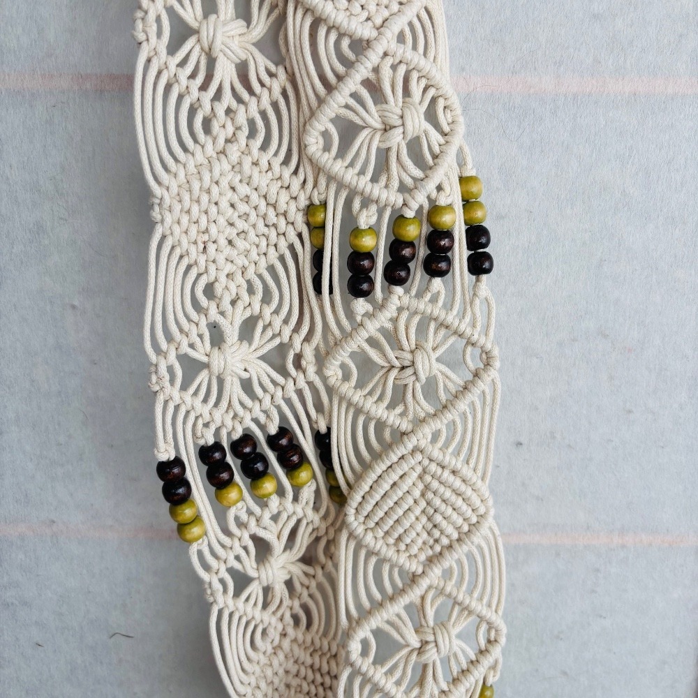 Boho Macrame Hippie Belt‎ Crochet Beaded Western Country Vintage 70s 80s - Picture 4 of 8